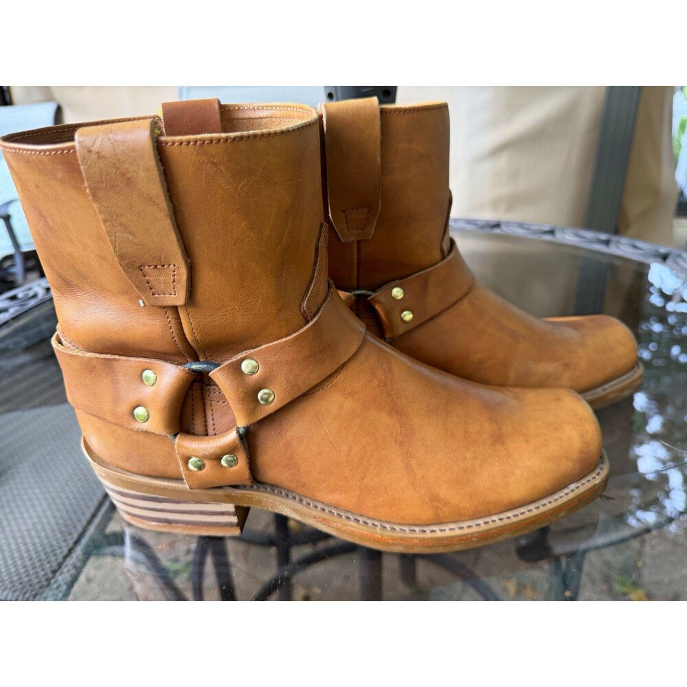 Durango DB245 Mens 10D Leather Harness Cowboy Boots Cognac Brown Western